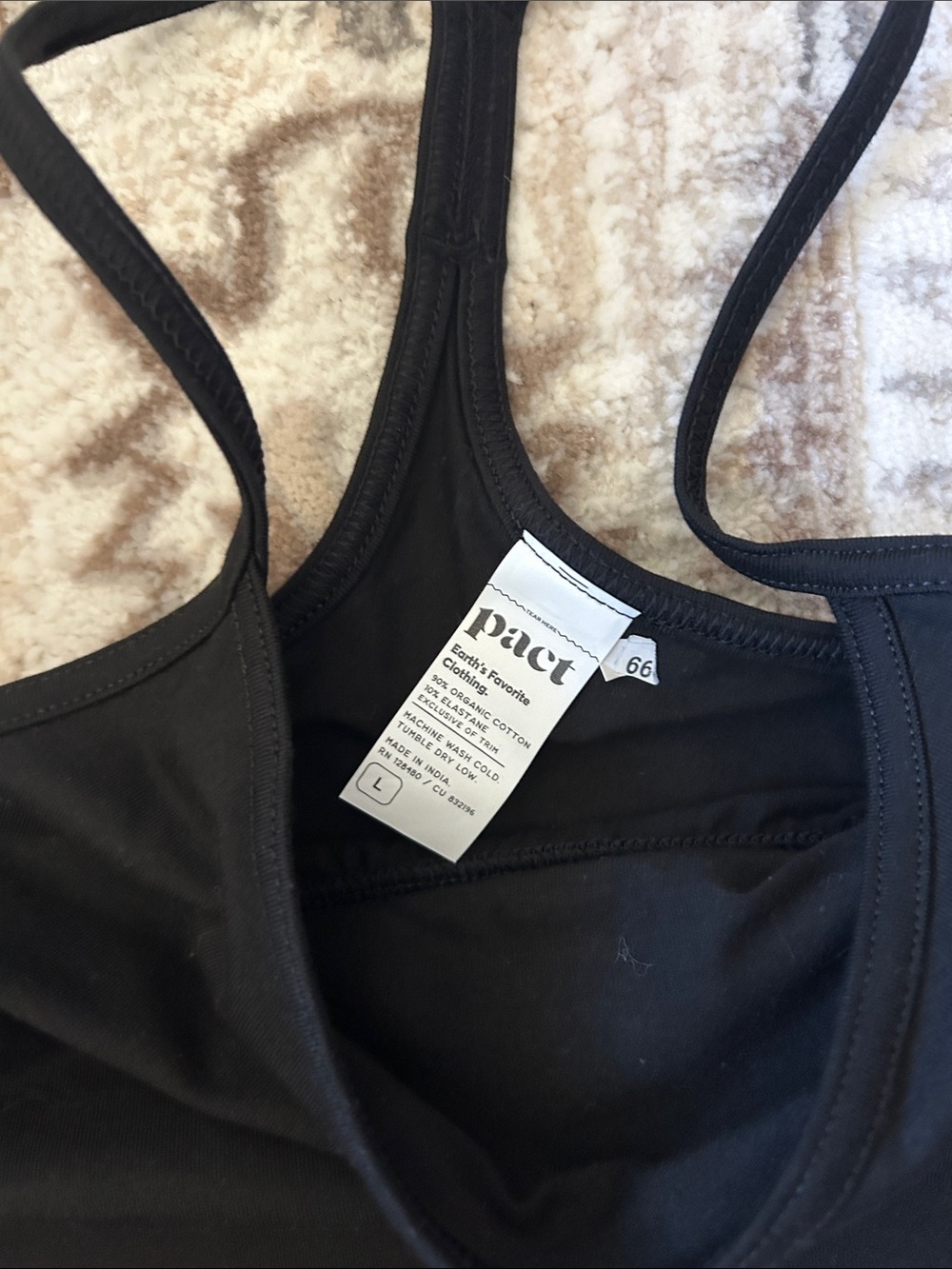 Pact Black Cropped Tank with Racerback Straps - Picture 2 of 3
